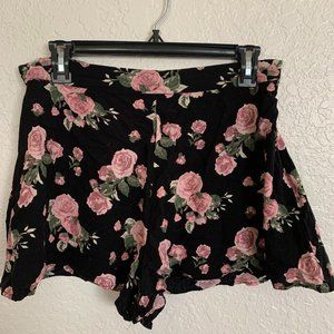 Flowy Rose Print Shorts